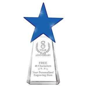 Trofeo de premio acrílico de estrella de zafiro personalizado, regalo para reconocimiento de empleados, deportes de aniversario