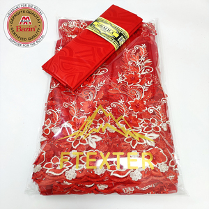 2021 Chất Lượng Hàng Đầu Ankara Bazin Riche Vải Và Thêu Ren Lưới Với Hạt Thanh Lịch Nigeria Wedding Evening Gowns Lưới Ren - Product Image 2