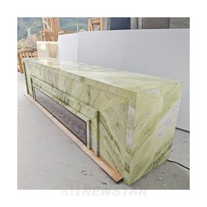 लक्जरी प्राकृतिक पत्थर हाथ से लहराया हुआ इतालवी लाइट कैलेंडर ग्रीन संगमरमर टीवी कैबिनेट की जगह - Product Image 2