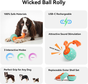 Juguete Interactivo para Perros Wicked Ball Rolly con Material Revolucionario E-TPU PC, Giro Automático - Product Image 3