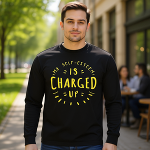 Maglietta a Maniche Lunghe Promozionale con Scritta 'Il Mio Autostima è Caricato' - Product Image 3