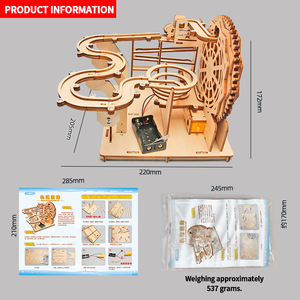 <span class=keywords><strong>Puzzle</strong></span> en bois <span class=keywords><strong>3D</strong></span> découpé au laser, circuit de billes électrique, blocs de construction orbitaux, jouet d'assemblage, kit scientifique STEM pour enfants. - Product Image 4