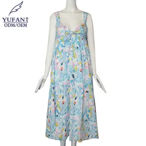 Yufan Tùy Chỉnh Thời Trang Mùa Hè Bán Buôn Giản Dị Phụ Nữ Thanh Lịch Không Tay Dresses In Cao Eo Ăn Mặc Giản Dị