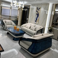 Ensemble de canapés en cuir véritable Bugatti de luxe léger en forme de U pour villas et showrooms, mobilier de salon de style italien multifonctionnel
