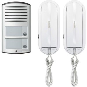Bticino Line 2000 - Kit de videoportero de audio de 2 hilos para dos familias, IP54, de plástico, con cable, fácil instalación - Product Image 1