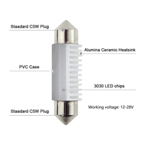 Lampe LED double pointe pour intérieur de voiture, éclairage de toit et de coffre modifié avec double ampoule, accessoire de lecture et de plaque d'immatriculation