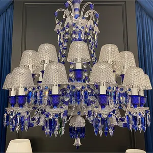 Luxus Villa Blau K9 Kristall Kronleuchter Haushalt Esstisch Innen dekorative Lampe anpassbar