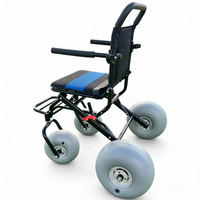 Fauteuil roulant tout-terrain pour la plage, roues larges à pneus gonflables, pliable, léger, 4 roues, pour le sable et le bord de mer