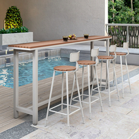 Ensemble de table de bar murale d'extérieur moderne 1215 bois plastique bois long étroit anti-corrosion bois fer art
