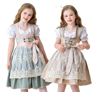 Carnevale Costume bambina Cosplay cameriera festa della birra tedesca fattoria 100% di cotone Casual pizzo Chiffon estate traspirante - Product Image 5