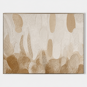 Pintura acrílica abstracta sobre lienzo con formas circulares texturizadas, arte contemporáneo hecho a mano para decoración de pared interior. - Product Image 2