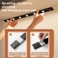 Lampe de nuit à détecteur de mouvement magnétique rechargeable par USB, lumière pour armoire, éclairage LED sous l'armoire