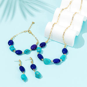 Ensemble de bijoux de mariée bohème vintage en turquoise, colliers et boucles d'oreilles pour filles et femmes - Product Image 2