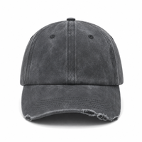 Casquettes de papa unisexe à visière incurvée, non structurées, à calotte souple, gris délavé, effet vieilli, avec logo personnalisé, pour foires artisanales