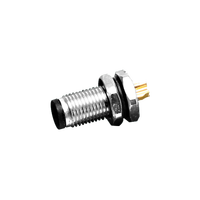 Kabel Otomasi Industri Wanjie M5 Male Panel Mount Tipe Solder, Pengencangan Depan, Kode A, 3/4 Pin, IP67, PVC PUR