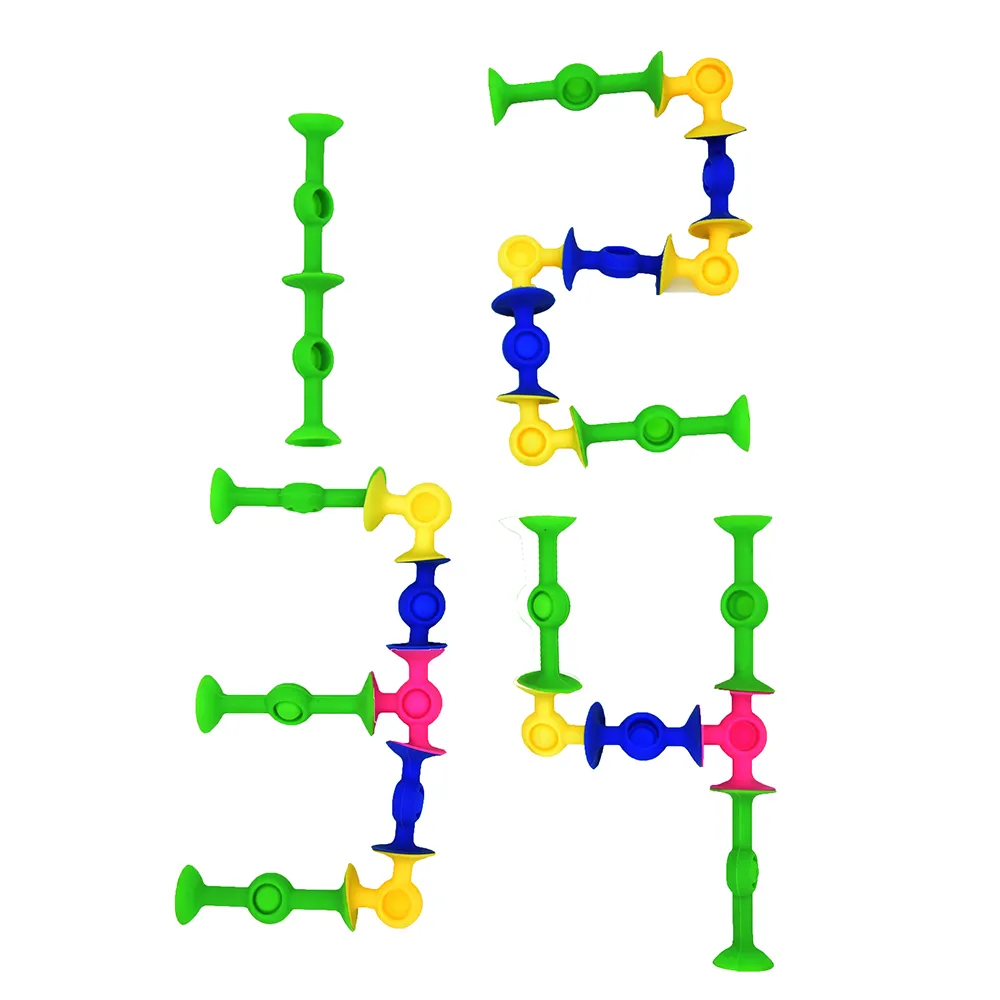 24 Stuks Assembleren Zuignap Speelgoed Plastic Baby Constructie Siliconen Creativiteit Verbeelding 3d Puzzel Educatief Speelgoed