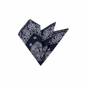 <b>Navy</b> Blue Patterned Weave Men's Special Cut Collar Pocket Square One Size - Product Image 2