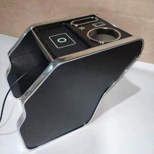 Boîte de rangement USB pour Hiace van KDH200, boîtier de console à corps étroit avec <span class=keywords><strong>haut</strong></span>-<span class=keywords><strong>parleur</strong></span> et <span class=keywords><strong>support</strong></span> de tasse de chargement sans fil, 2005 — 2018 - Product Image 3