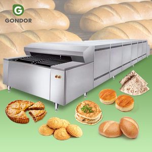 Horno de panadería metálico de túnel continuo con rodillos transportadores para hamburguesas, fabricado en China - Product Image 1