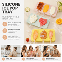 Moule à glace et à gâteau en silicone écologique et flexible avec bâtonnets en plastique réutilisables, résistants au congélateur, pour la fabrication de glaces maison