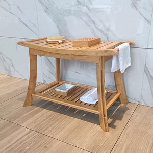 Pasokan Pabrik OEM Kursi Mandi Jati Sandaran Kaki Kamar Mandi Sudut Bangku Mandi Bangku Penyimpanan Bangku Duduk Bambu Bangku Mandi - Product Image 2