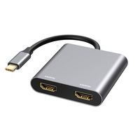 Hub USB-C 4 en 1 al por mayor OEM ODM, 5Gbps, doble salida para 4K30Hz, carga PD, estación de acoplamiento para laptop de aleación de aluminio, en stock
