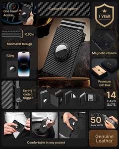 Compatible con <span class=keywords><strong>Apple</strong></span> AirTag, Bloqueo RFID, Diseño Delgado y Minimalista - Capacidad para 14 Tarjetas |   Ventana de identificación |   Compartimento para Efectivo - Product Image 3