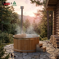 VAPASAUNA – Bain à remous extérieur chauffé au bois avec revêtement en acier inoxydable, directement de l'usine, pour jardin et bien-être