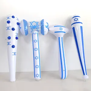Grosir palu tiup PVC dengan tongkat tiup bendera Israel untuk mainan tiup anak-anak