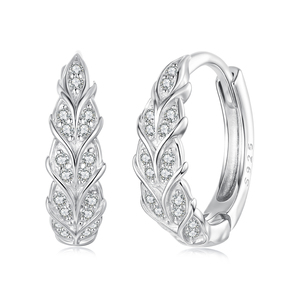 Pendientes de aro de espiga de <span class=keywords><strong>trigo</strong></span> Brillante De plata de ley 925 aros de espiga de <span class=keywords><strong>trigo</strong></span> brillantes de moda fina - Product Image 1