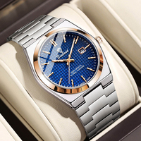 Jam Tangan Pria Binbond B1128 1128 Quartz dengan Tali Stainless Steel, Klasik, Bisnis Kasual, Tahan Air, Jarum Bercahaya, Tanggal Otomatis