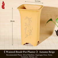 Pot Bunga Resin Persegi 15.7cm dengan Banyak Lubang Drainase Ramah Lingkungan Gaya Cina Sederhana untuk Penggunaan di Meja Taman dengan Anggrek Bonsai.