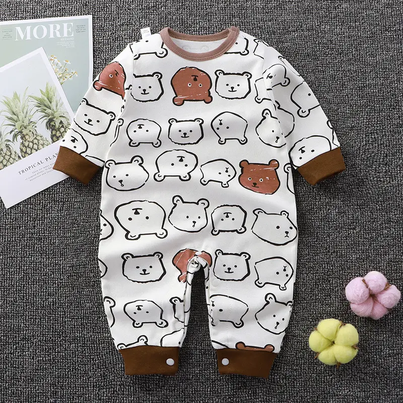 Hongwin Custom Infant Toddlers 100% Organic Cotton Muslin Clothing Baby Romper Clothes Baby Pajamas