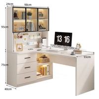 Escritorio de Computadora de Madera con Estantería Integrada, Escritorio de Estudio para Dormitorio, Escritorio con Panel Perforado y Cajón para el Hogar, Estudiantes y Oficina