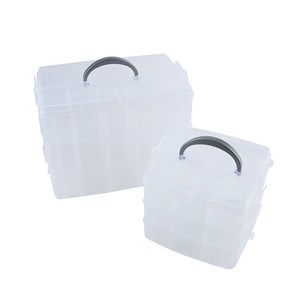 Three Layer 18 Compartment Jewelry Storage Box Portable Plastic Organizer For Necklaces Earrings Bracelets With Handle - Product Image 5