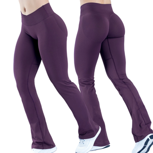 CIYING Vente en gros Leggings évasés sans couture à taille haute pour femme, avec effet froncé invisible, style V-Cross, coupe bootcut, pour le yoga - Product Image 2