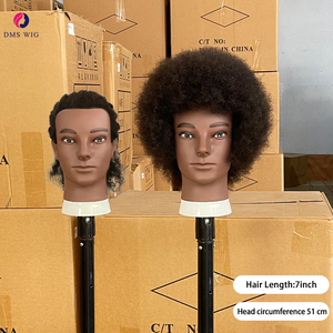 Cabeza <span class=keywords><strong>de</strong></span> Maniquí Afro Rizada para Prácticas <span class=keywords><strong>de</strong></span> Peinado, con Cabello Largo para Entrenamiento en Salón - Product Image 1