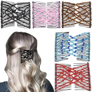 Peigne <span class=keywords><strong>magique</strong></span> extensible réglable pour femmes, <span class=keywords><strong>pince</strong></span> à cheveux élastique sans pli, accessoires vintage pour <span class=keywords><strong>chignon</strong></span>, double <span class=keywords><strong>pince</strong></span> à cheveux - Product Image 1