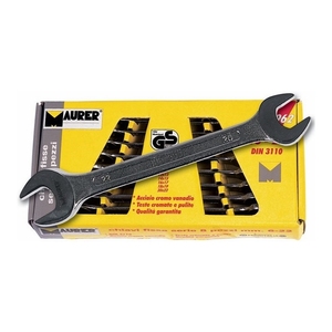 Set di chiavi a forchetta a doppia estremità MAURER da 8 pezzi in materiale CRV, da 6 a 22 mm, con supporto per chiavi, per fai da te, confezione in scatola, prodotto in Italia, modello MAU87962 - Product Image 1