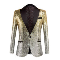 Veste à paillettes brillantes de couleur dégradée bicolore pour hommes, blazer de costume, manteau, fête de mariage