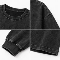 Sweat-shirt vintage délavé 100% coton à manches longues, col rond, coupe ample, unisexe, streetwear, automne, logo personnalisé