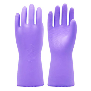 East Asia 808-2 <b>Fleece</b> Warm Household <b>Gloves</b> Short Style Waterproof Dishwashing Laundry Thickened Nitrile <b>Lined</b> - Product Image 2