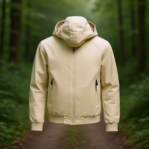 Veste coupe-vent en toile beige à capuche pour homme Norvège 1963, imperméable, logo scellé, taille XS - Product Image 3