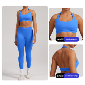 Conjunto Deportivo Personalizado para Mujer, de Alta Elasticidad, Sin Costuras, Ajustado, de Secado Rápido, Espalda Descubierta, <span class=keywords><strong>Ropa</strong></span> Deportiva Femenina - Product Image 3