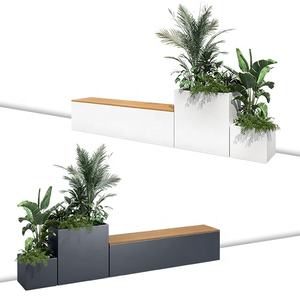 Wooden <strong>Bench</strong> With Flower Pots, Planter, and <strong>Bench</strong> Seat and Flower Planter - Product Image 1
