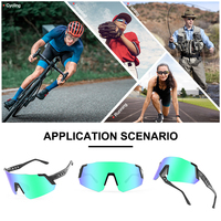 Lunettes de soleil de sport polarisées UV400 sans monture, personnalisables avec logo, pour cyclisme et activités de plein air, noires et bleues