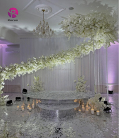 Décoration de fond haut de gamme pour fêtes, installation florale en forme d'arc, arche métallique pour scène de mariage intérieure et décoration de lieux événementiels