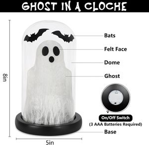 Decoración de Mesa de Halloween con Fantasma Adorable con Luz, Fantasma de Halloween en Campana Transparente con Luz para Decoración del Hogar en Días Festivos - Product Image 6