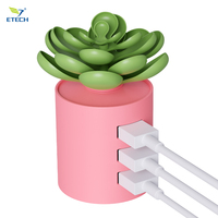 ETECH Hub USB Usagé en Forme de Plante Succulente, Ensemble Cadeau, 3 Ports USB 3.0, Matériau ABS, Design Réaliste, Vitesse 5 Gbps pour Maison/Bureau (Nouveauté 2024)
