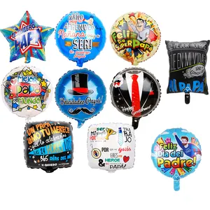 CYmylar Wholesale Spanish Father's Day Foil Balloons 18inch Round Feliz Dia Papa Mylar Balloon Globos For Dad Party Decor